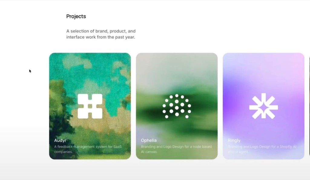 Portfolio project cards